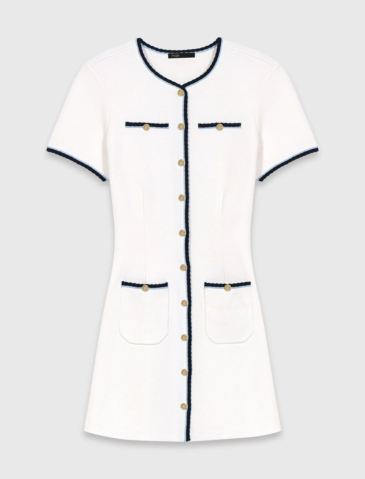Short Dress With Contrasting Trim Ecru - Image 7
