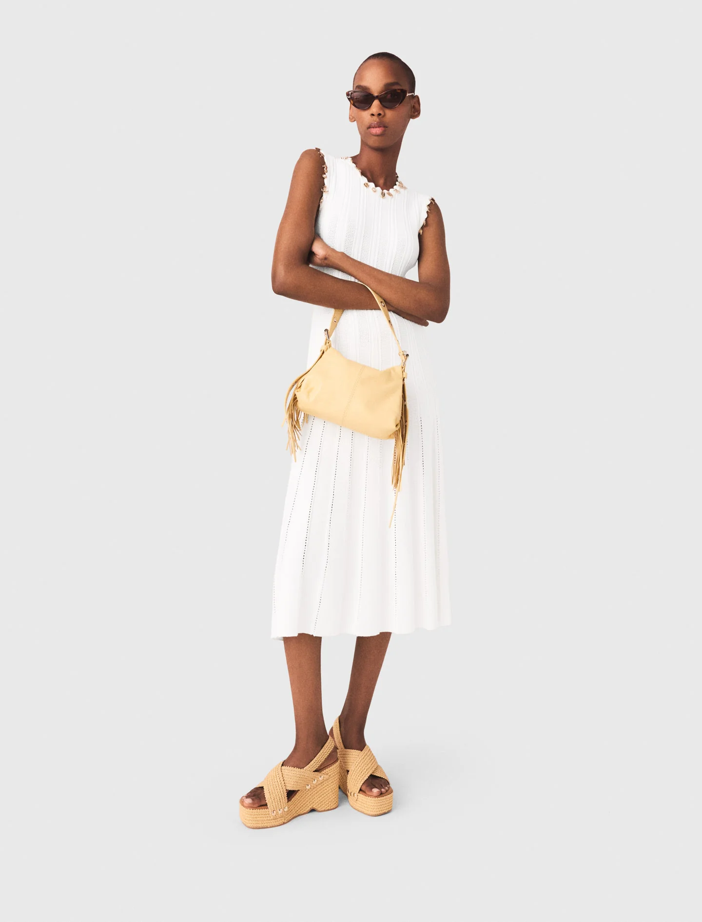 Knit Dress With Gold Jewellery White - Image 5