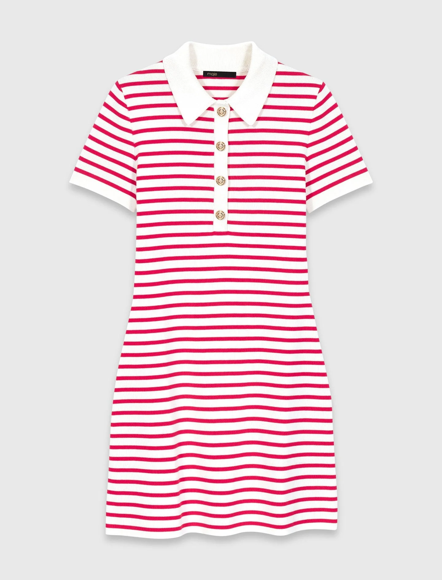 Striped Polo Dress Red - Image 9