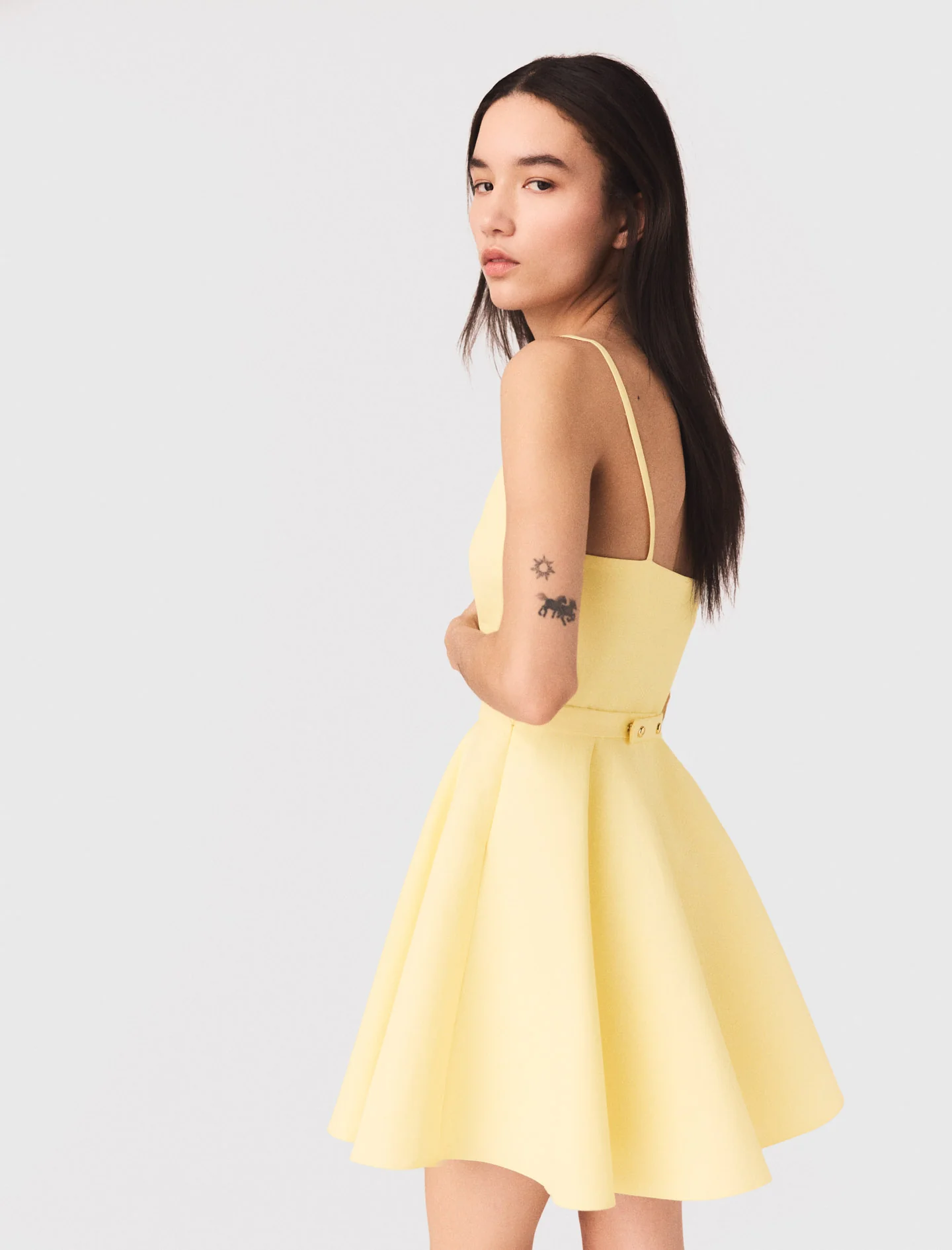 Strappy Flared Dress Pale Yellow - Image 2