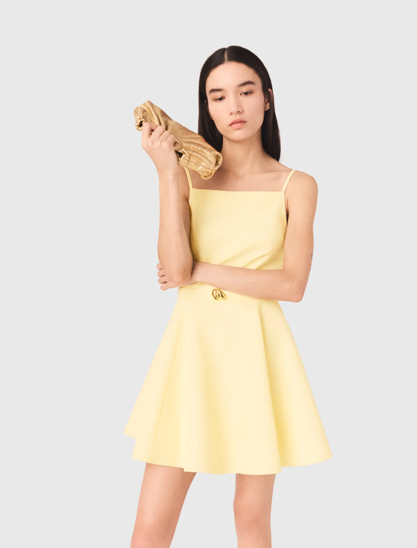 Strappy Flared Dress Pale Yellow - Image 3