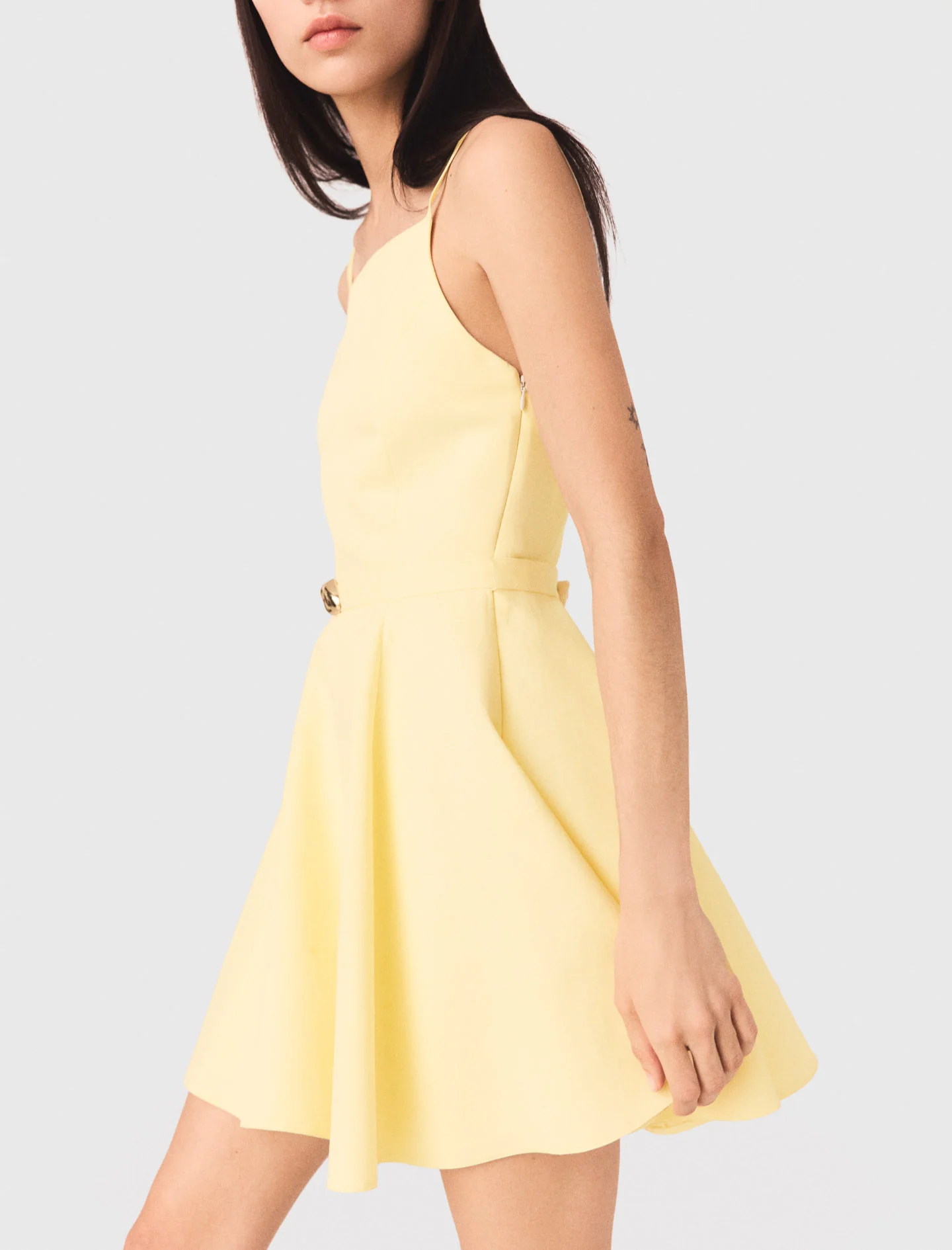 Strappy Flared Dress Pale Yellow - Image 4