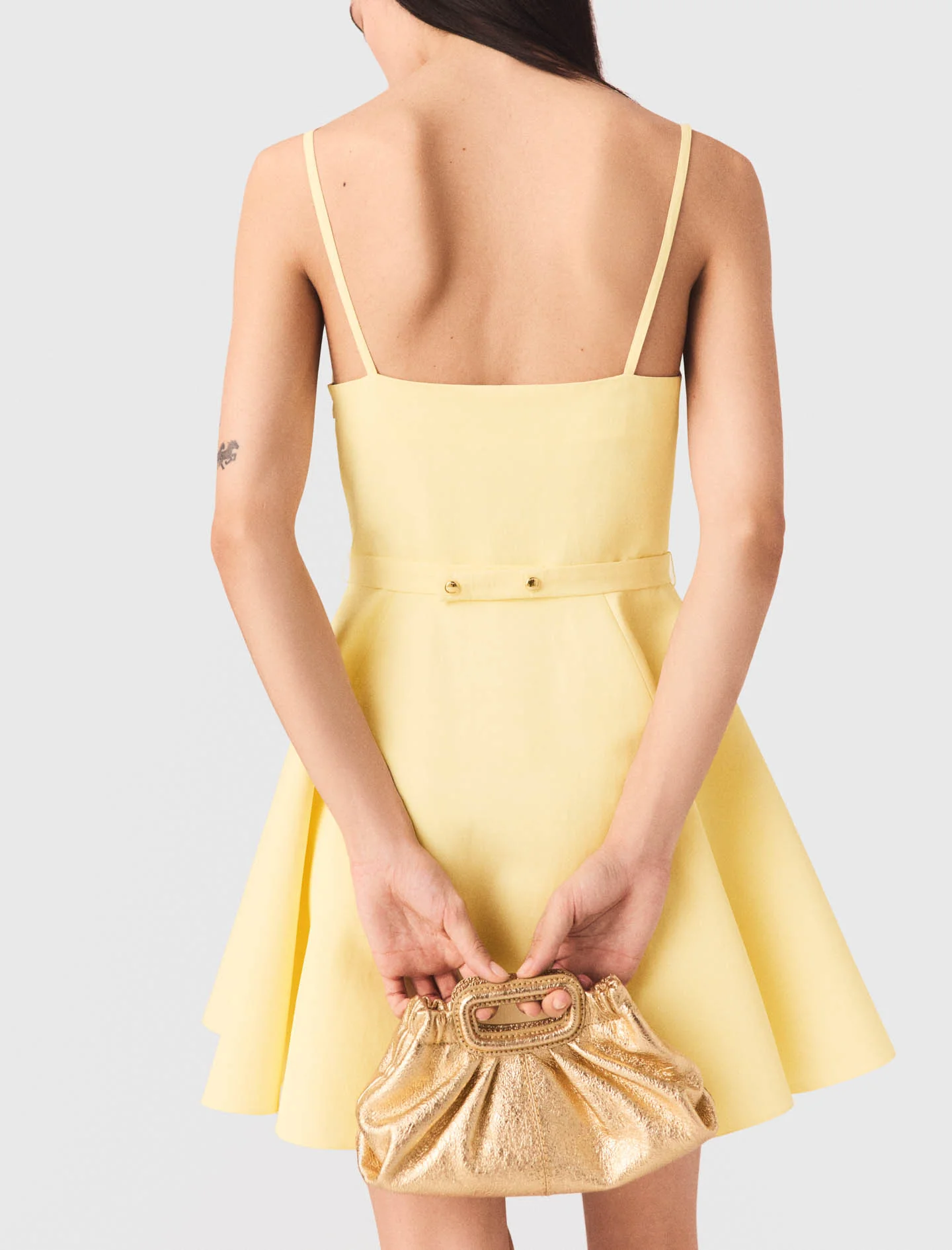 Strappy Flared Dress Pale Yellow - Image 5