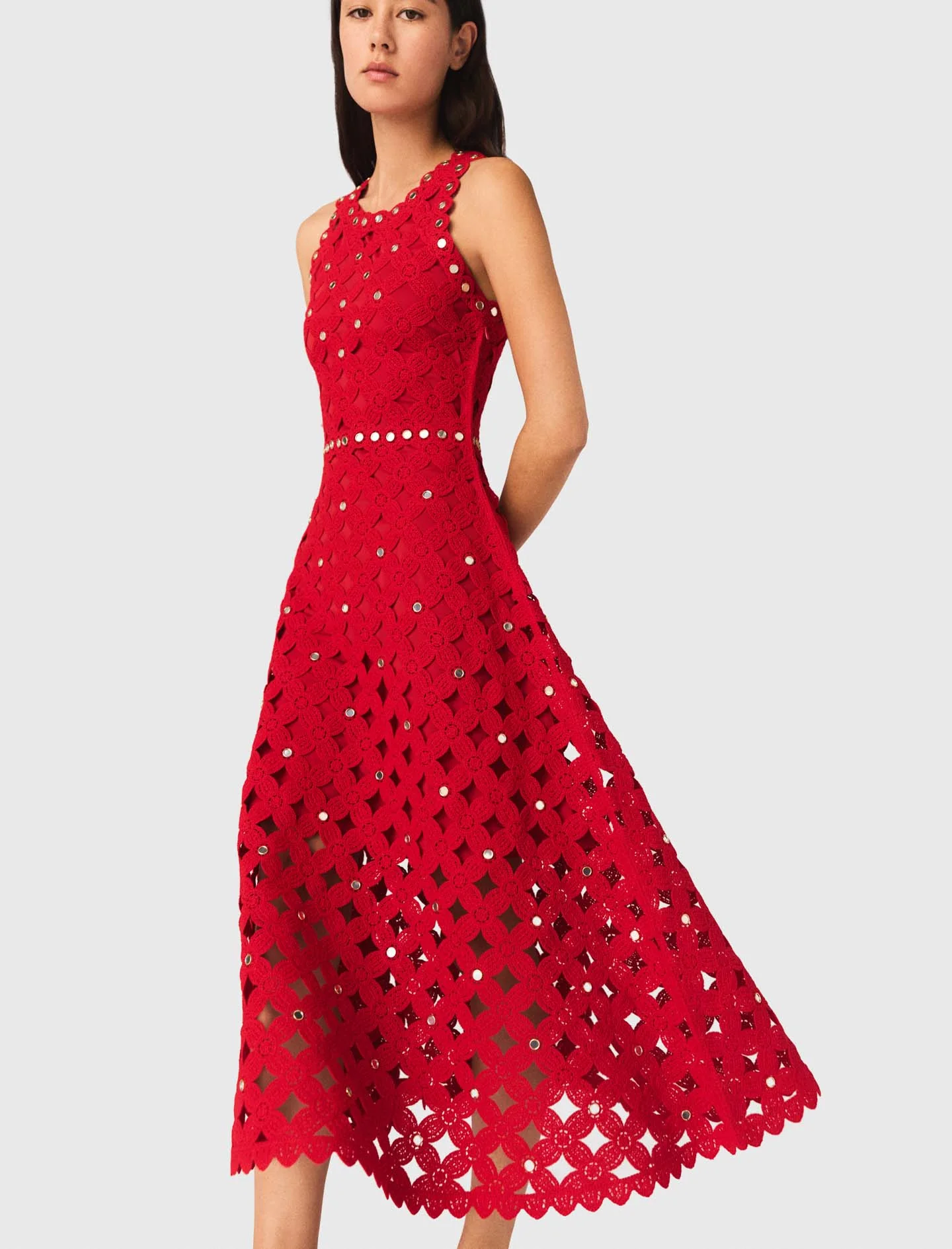 Mirrored Crochet Dress Red - Image 4