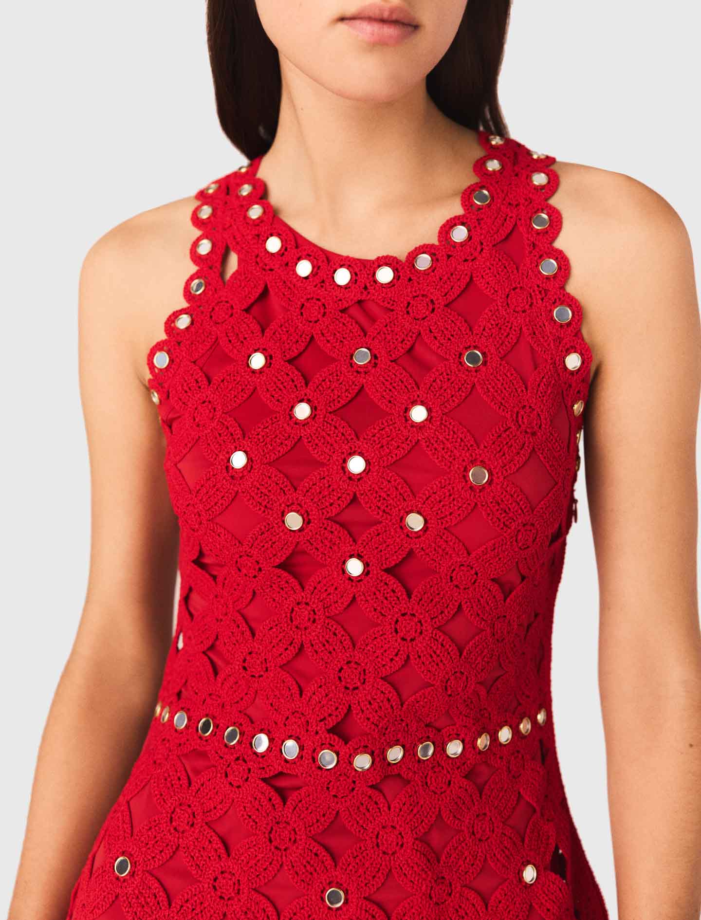 Mirrored Crochet Dress Red - Image 6