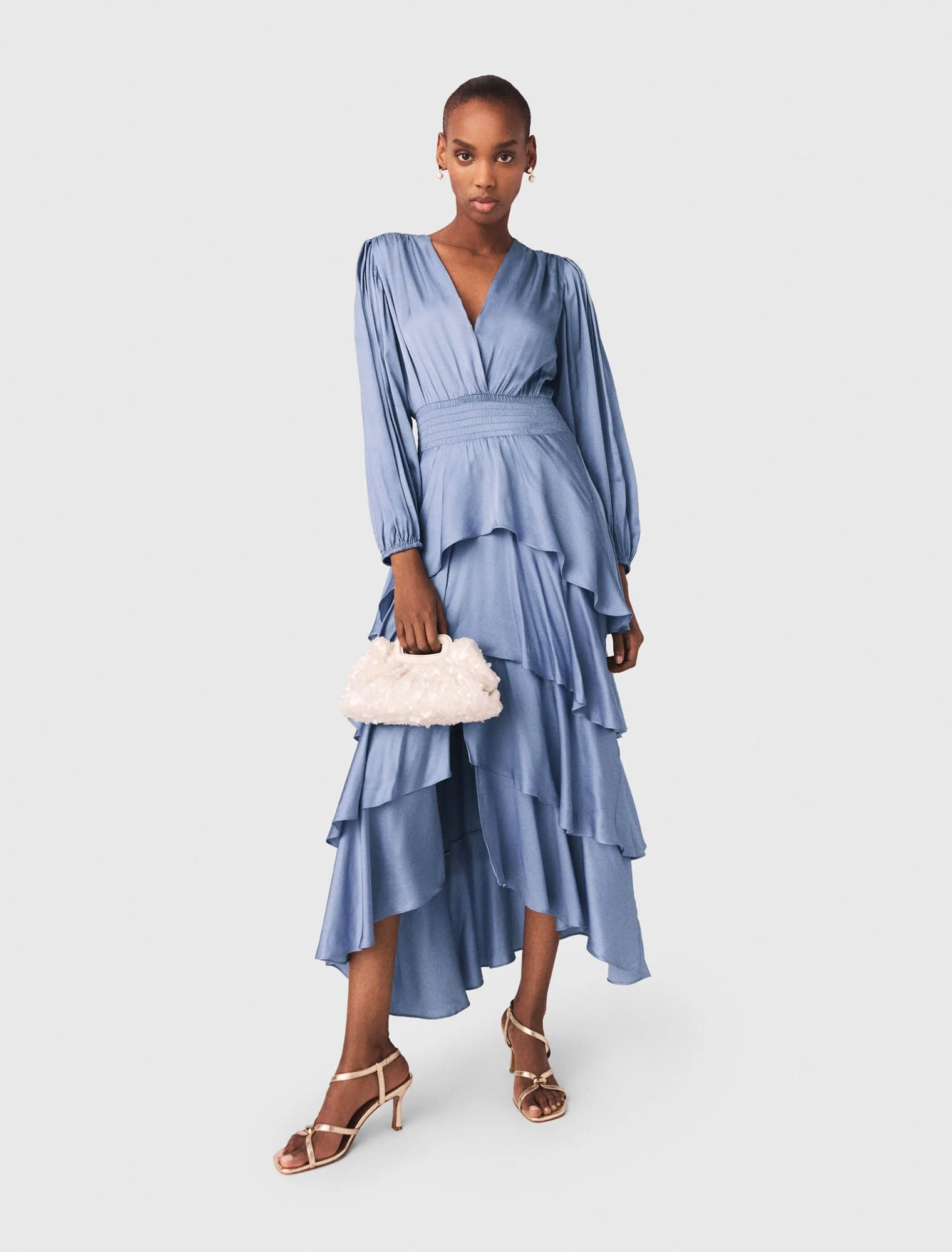 Ruffled Maxi Dress Blue / Grey - Image 4