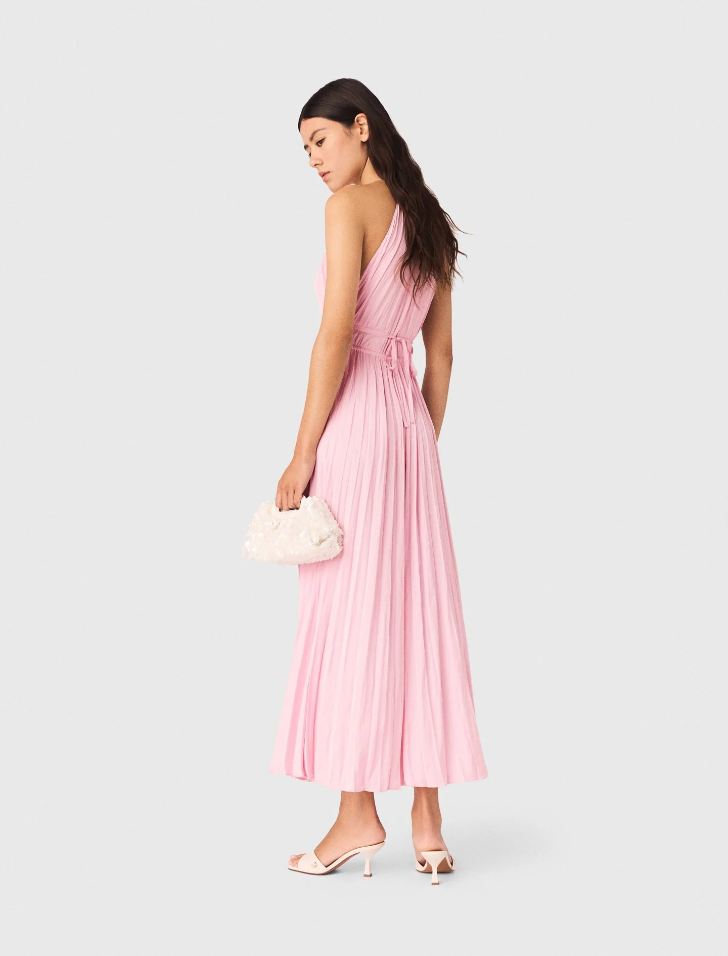 Pleated Maxi Dress Pink - Image 3