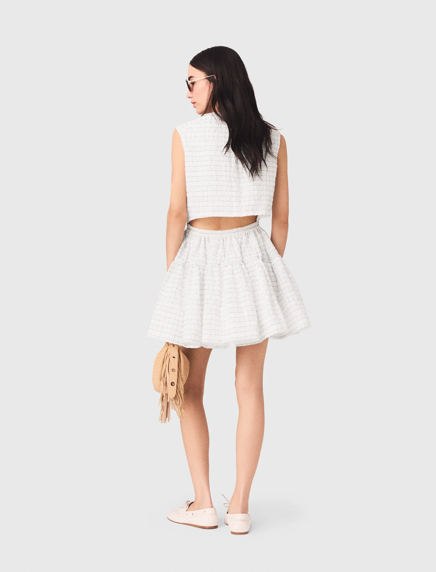 Short Flared Open-Back Dress White - Image 4