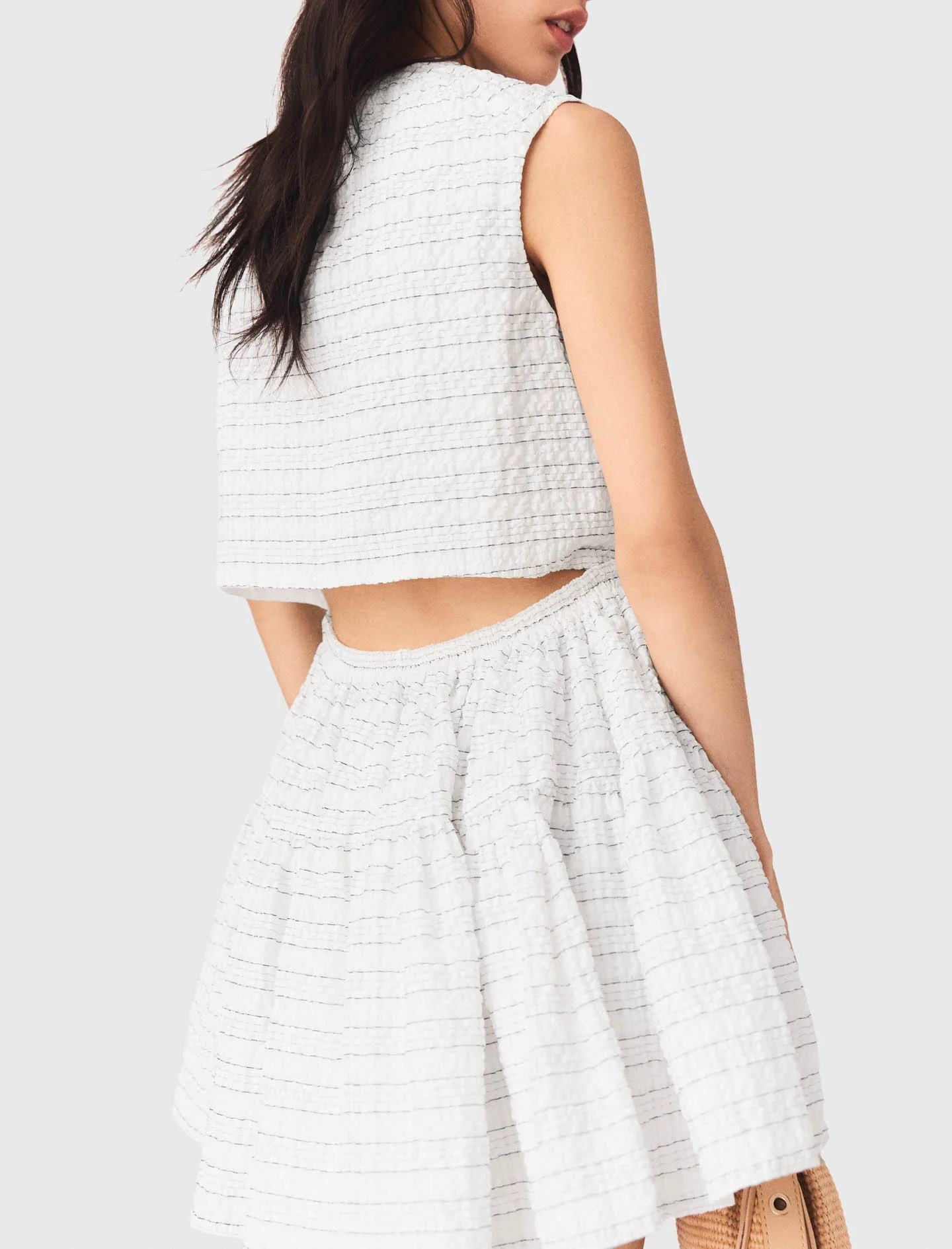 Short Flared Open-Back Dress White - Image 5
