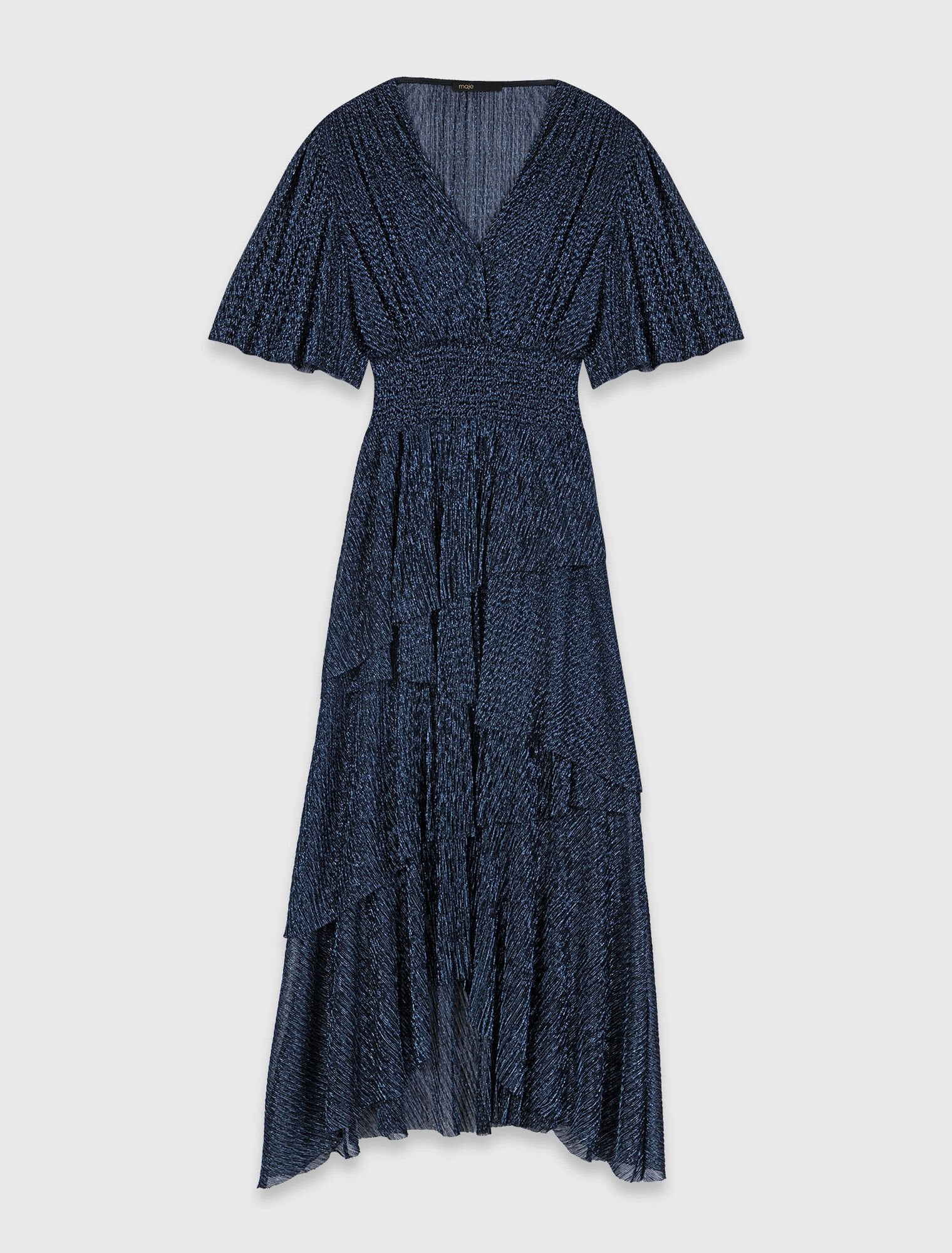 Metallic Ruffled Midi Dress Navy - Image 8