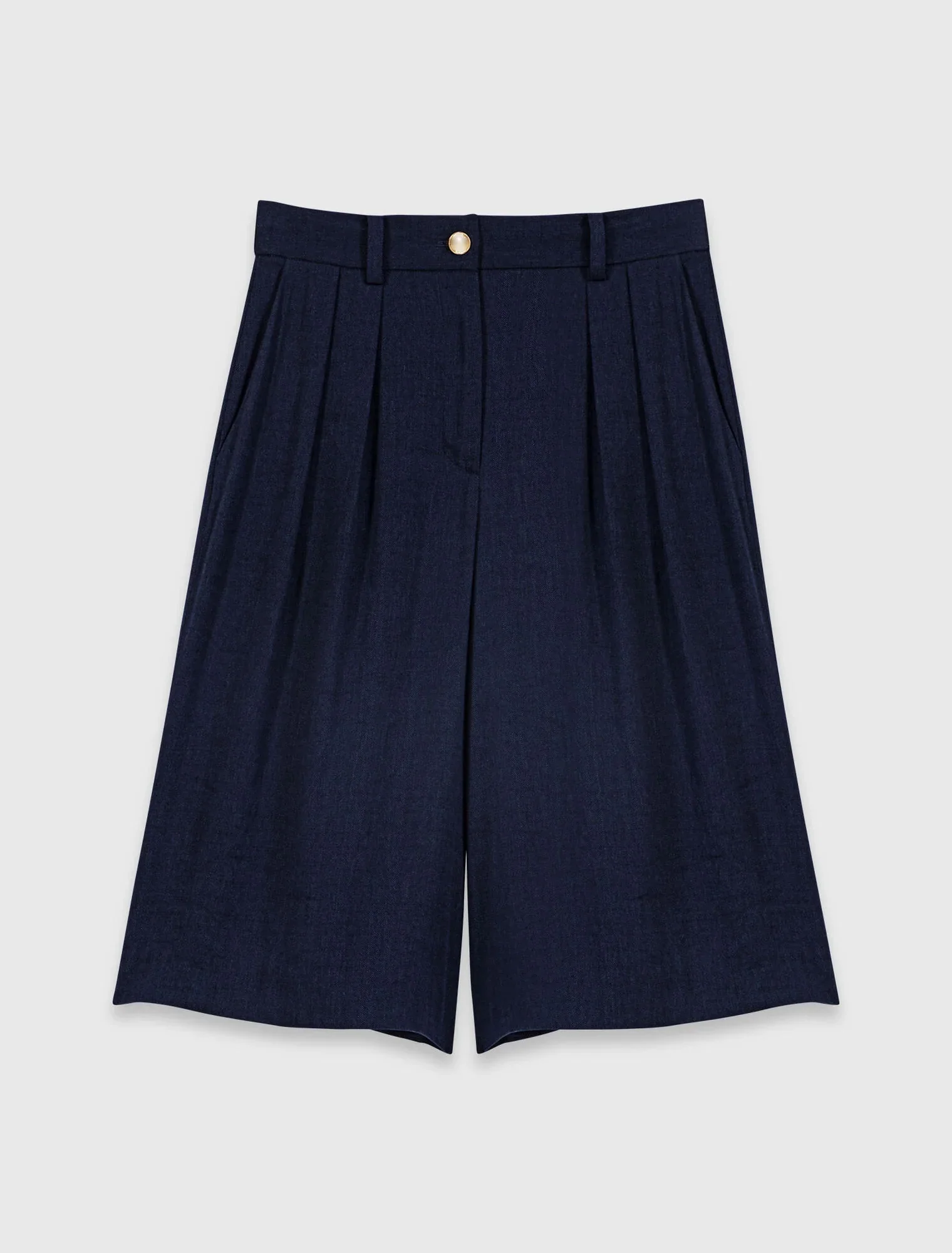 Linen Blend Bermuda Shorts Navy - Image 7