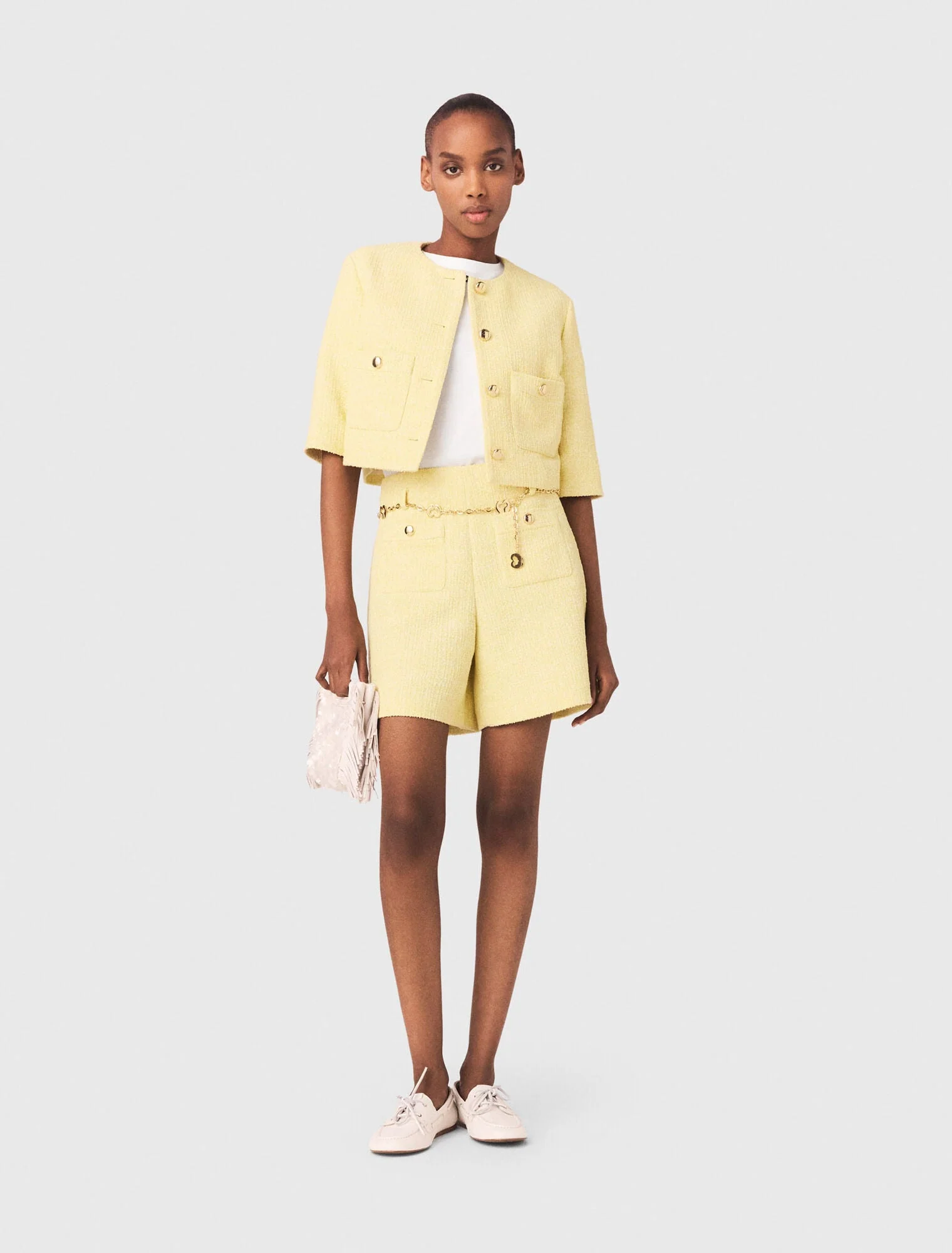 Tweed Shorts Pale Yellow - Image 4