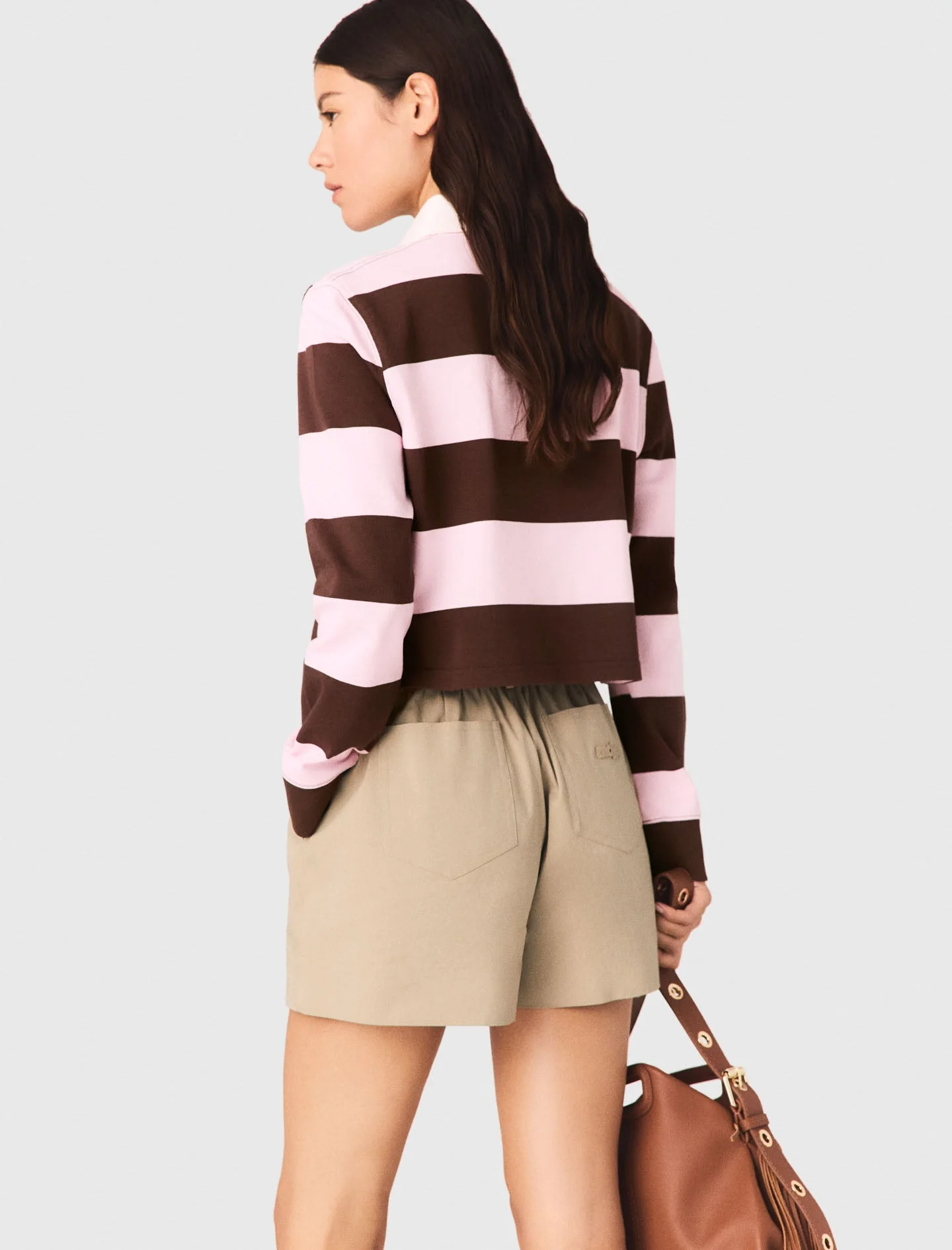 Striped Polo Sweatshirt Brown/Pink - Image 2