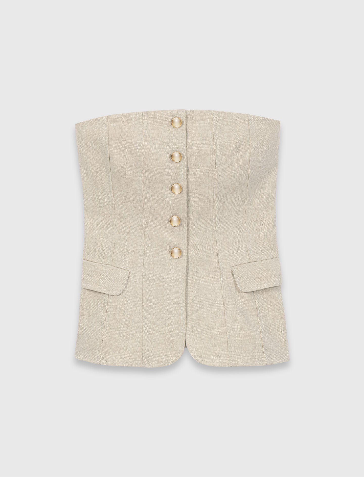 Tailored Bustier Top Beige - Image 5