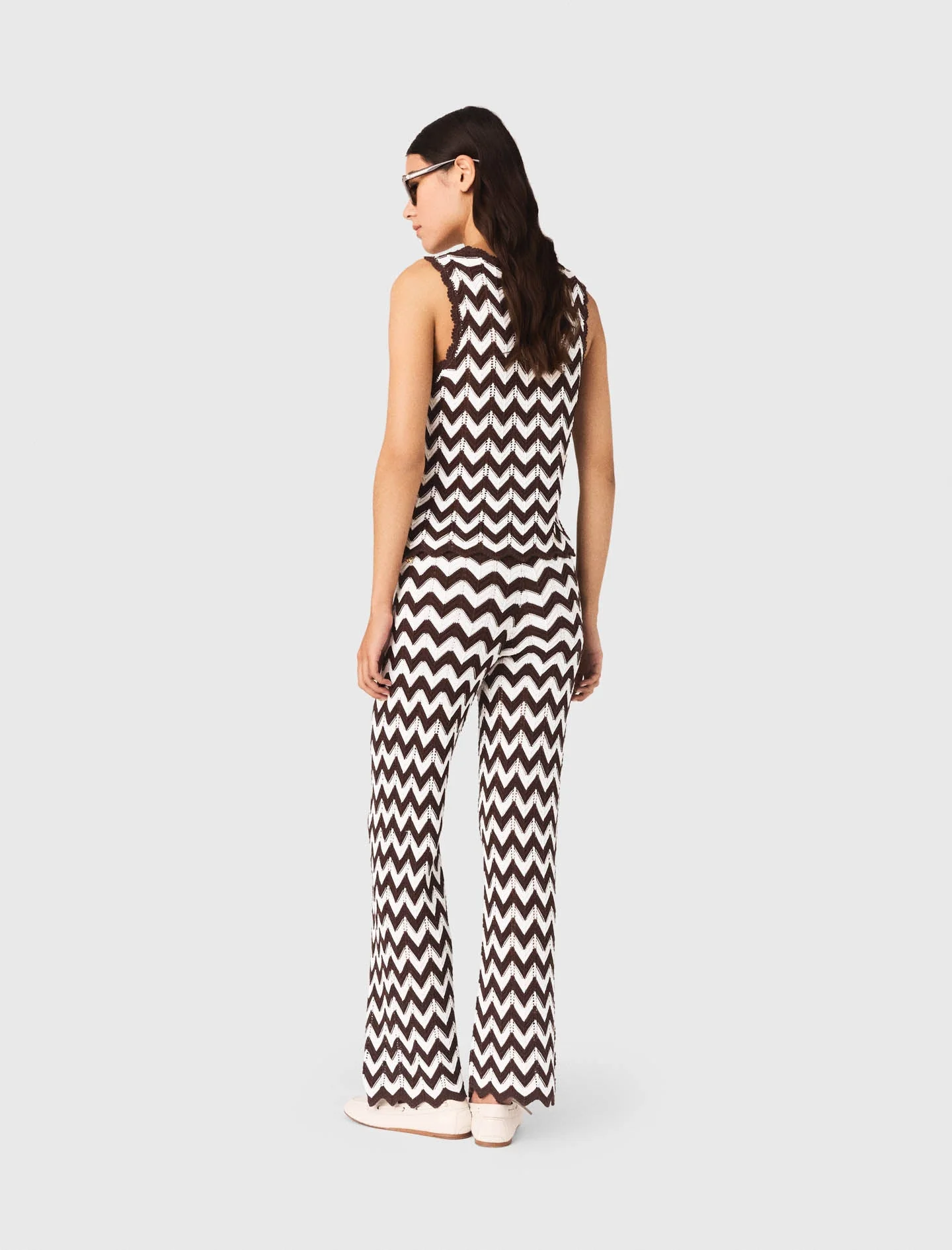 Zigzag Crochet Top Brown/White - Image 2