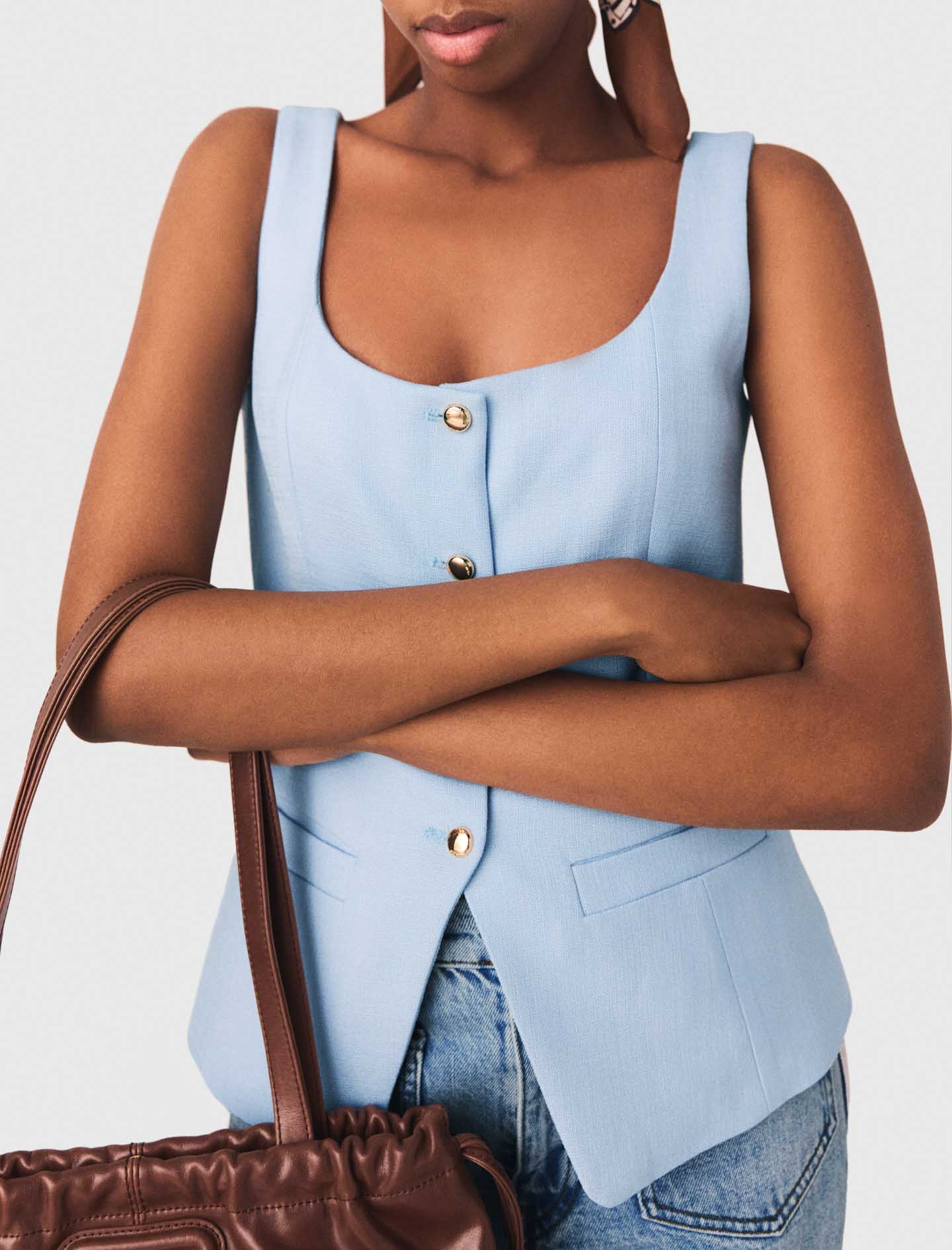 Long Tailored Jacket Blue Sky - Image 4