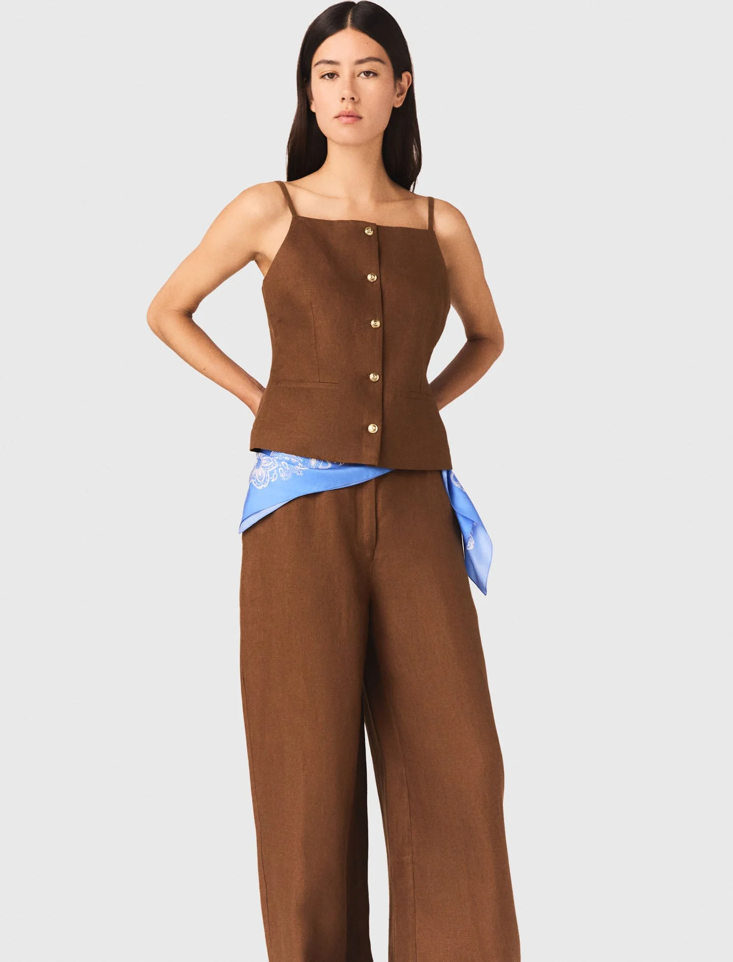 Linen Blend Top Brown - Image 4