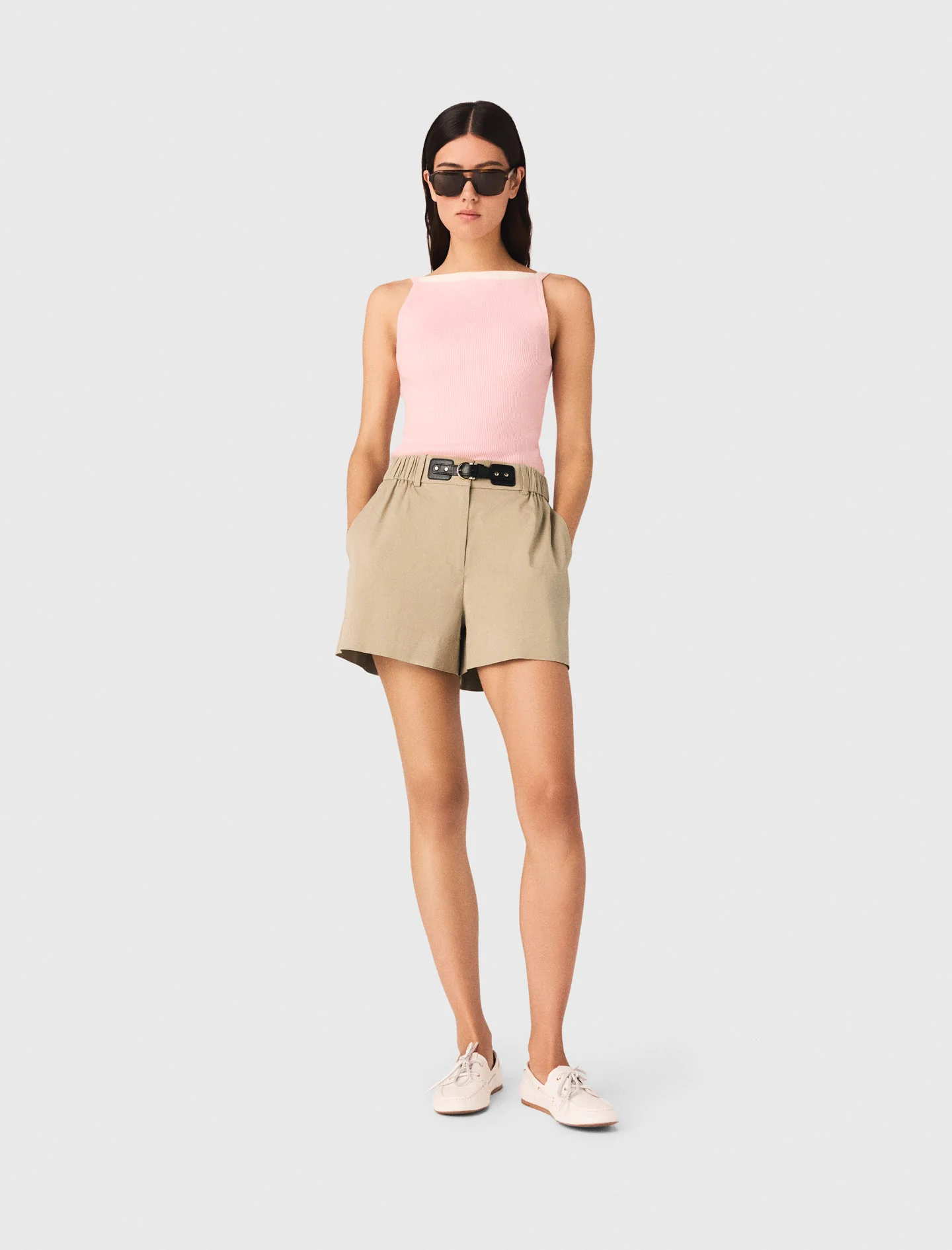 High Straight-Neck Top Pink