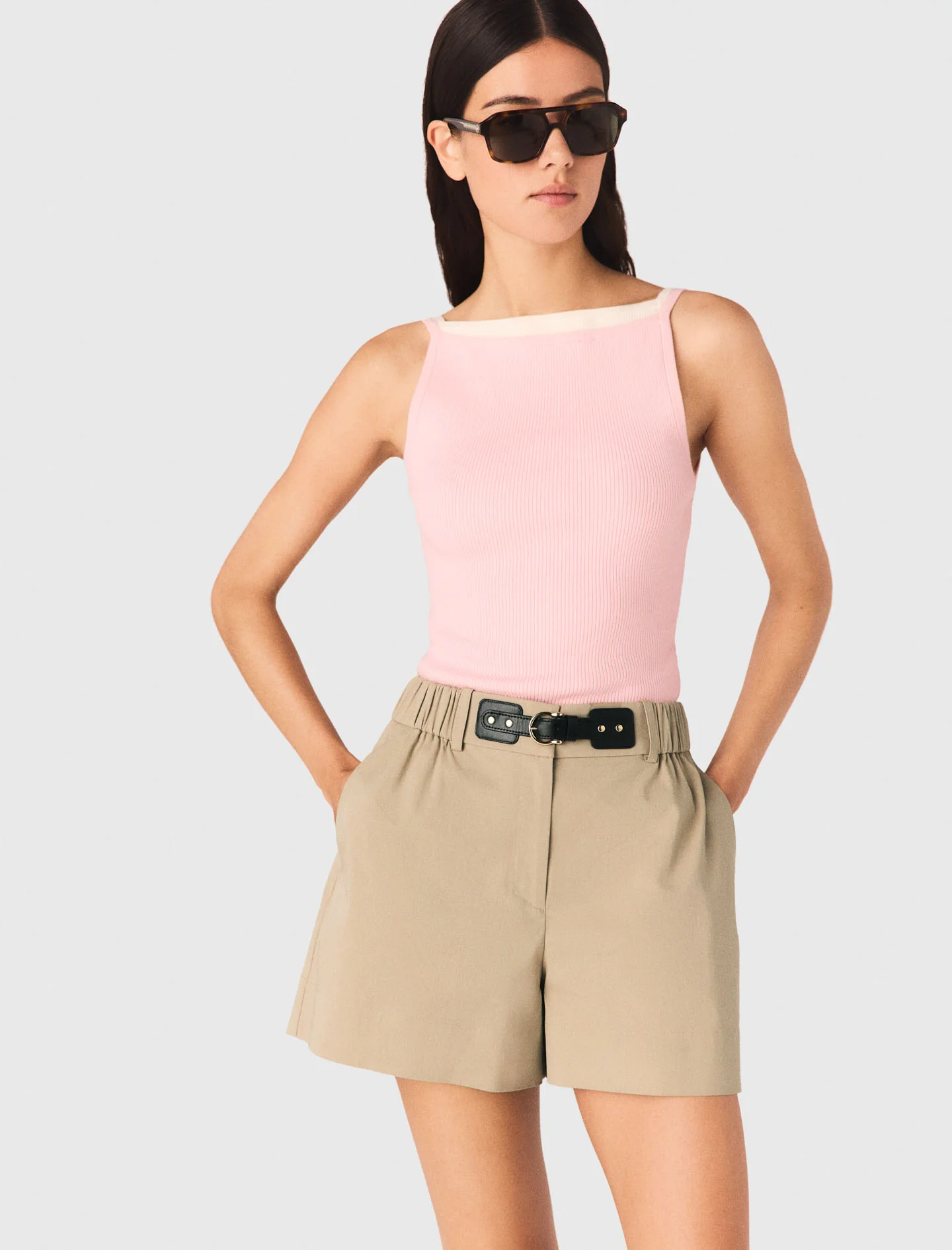 High Straight-Neck Top Pink - Image 4