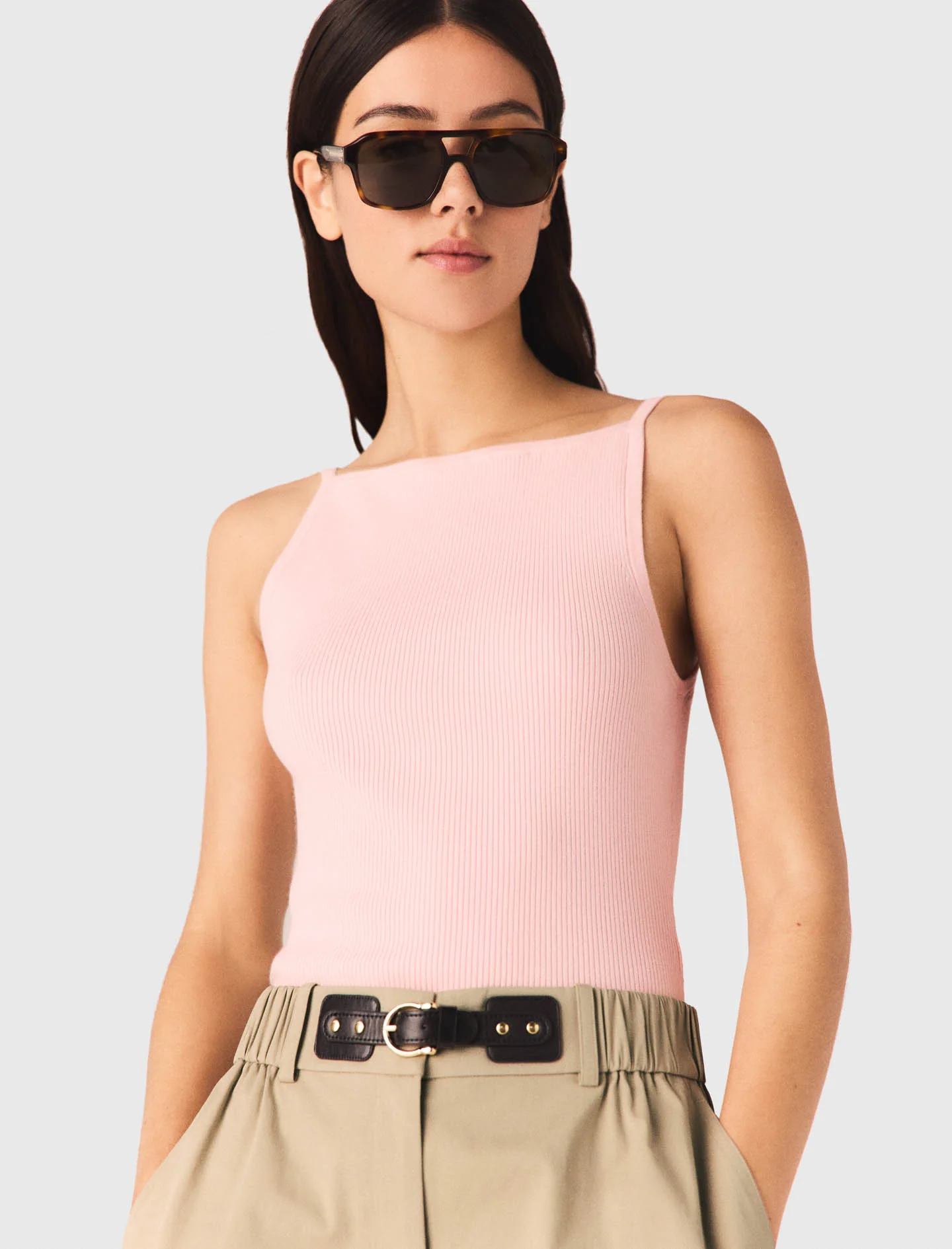 High Straight-Neck Top Pink - Image 7