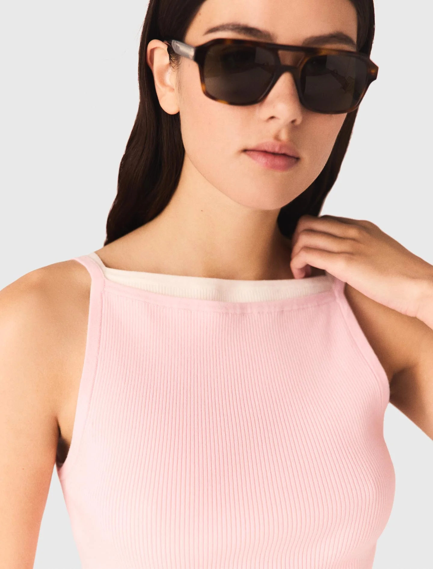High Straight-Neck Top Pink - Image 8
