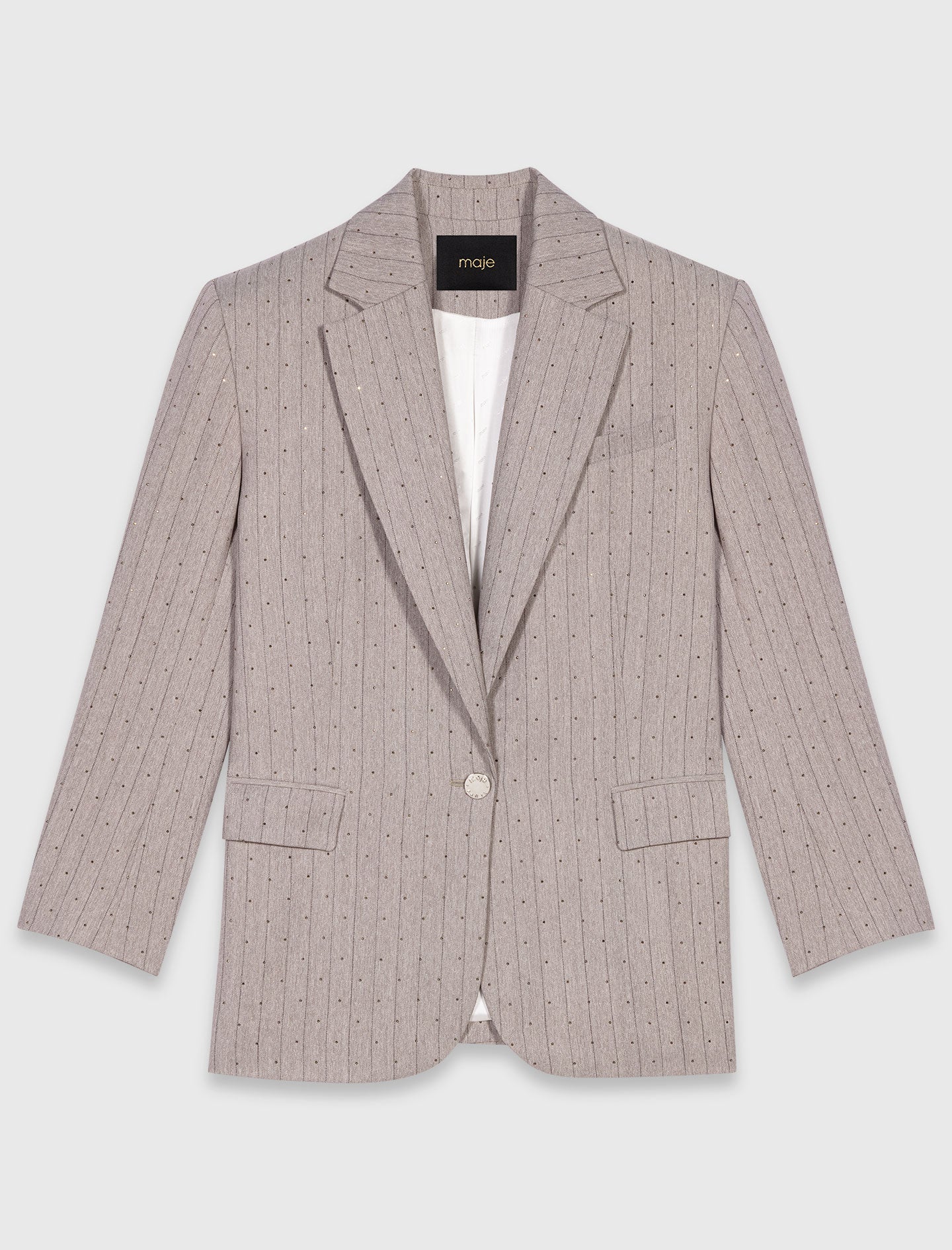 Rhinestone suit jacket Light Grey - Image 6