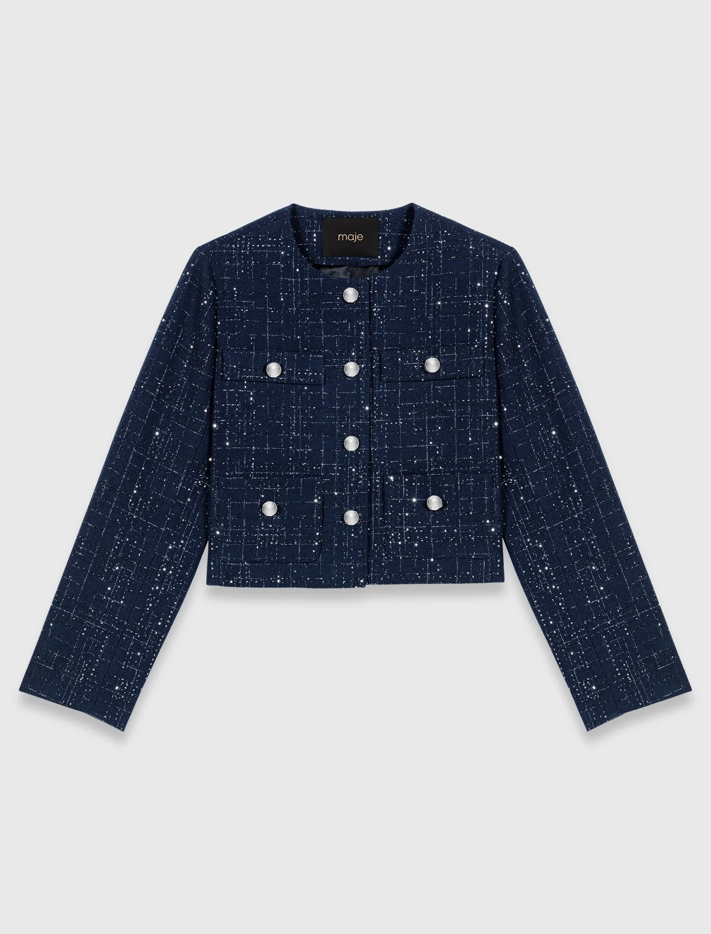 Short Jacket With Patch Pockets Navy - Image 8
