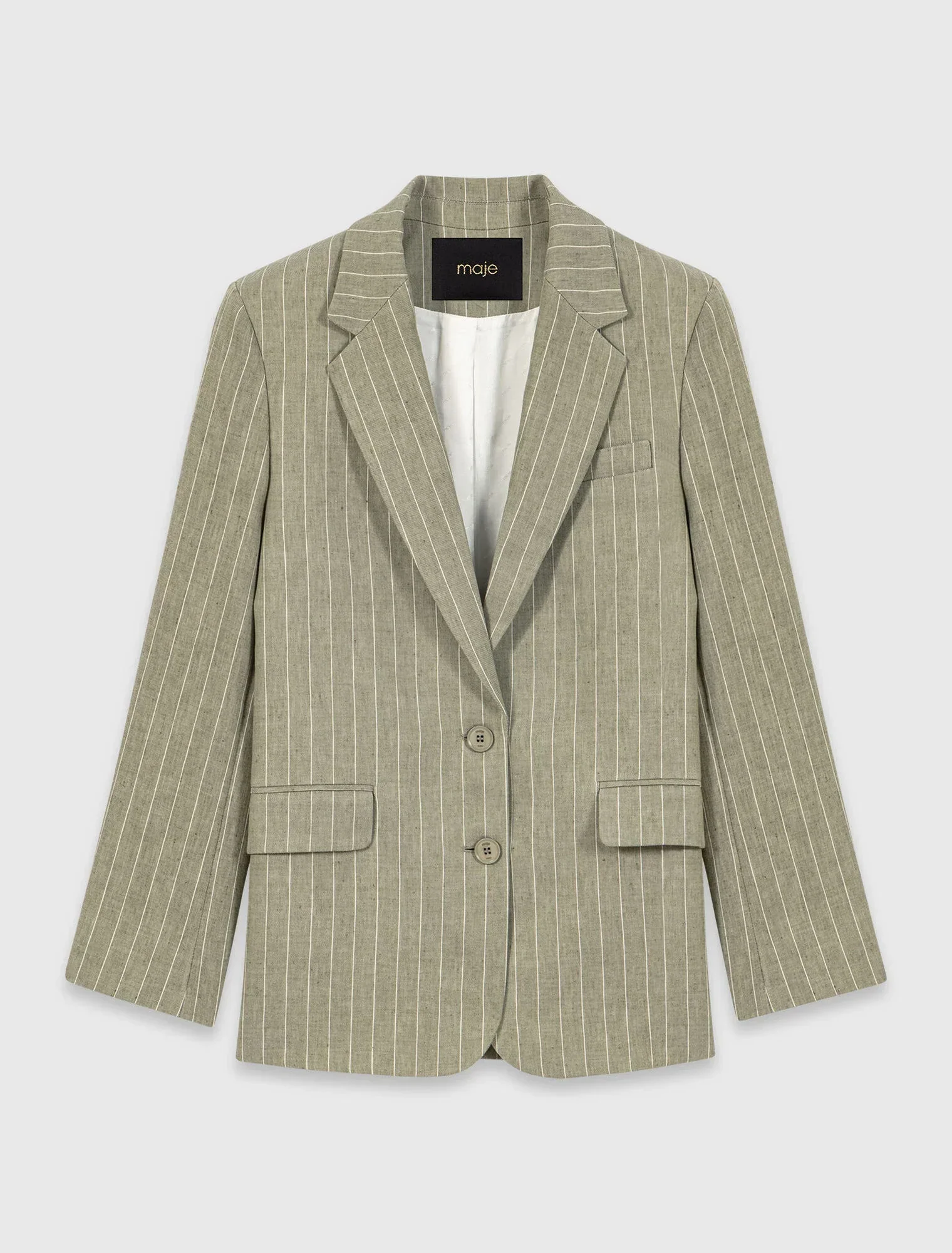Linen Blend Suit Jacket Khaki