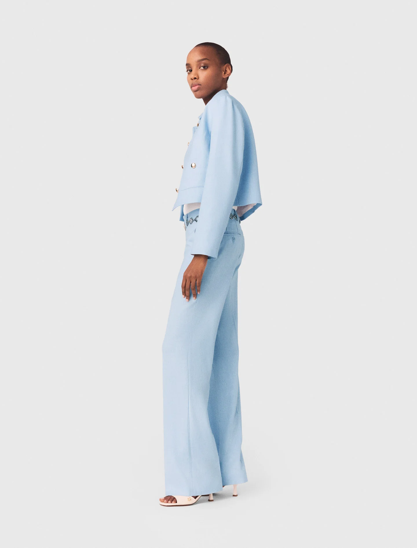 Short Single-Breasted Jacket Blue Sky - Image 2