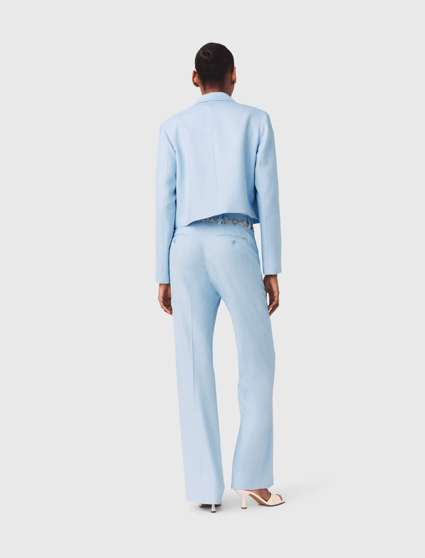 Short Single-Breasted Jacket Blue Sky - Image 4